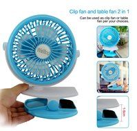 Welltop 5-inch Portable Clip Fan Rotatable Clamp Fans USB or Battery Powered Table Fan Rechargeable Desktop Fan... N23