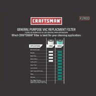 Craftsman General Purpose Vac Filter, 3 to 4 Gallons No. 917810 N2