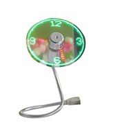 90mm USB-Powered Portable Fan with Clock Mini Gooseneck Fan LED Light Display Time (Clock fan)