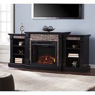 Southern Enterprises Gallatin Faux Stone Electric Fireplace in Black N2