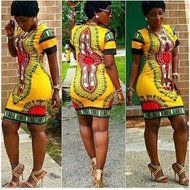 Women Dress,Haoricu Women Traditional African Print Dashiki Bodycon Sexy Short Sleeve Dress N9