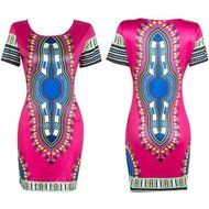 Women Dress,Haoricu Women Traditional African Print Dashiki Bodycon Sexy Short Sleeve Dress N11