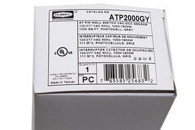 Hubbell ATP2000GY Adaptive Technology, Passive Infrared Wall Switch, 1200 Sq. Ft. Coverage, Gray N3