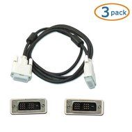 WOVTE DVI to DVI Single Link 18+1 Pin Digital Video Monitor Cable 6ft White Pack of 3