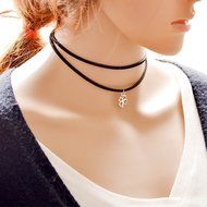 9 PCS Women Girls Classic Black Velvet and Black Stretch Gothic Tattoo and Black Tassel Lace Fashion Choker Collar... N4