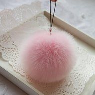 AutumnFall&reg; Rabbit Fur Ball Key Chains Mobile Phone Plug Backpack Bags Decorations (Pink) N3