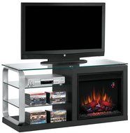 ClassicFlame 23MM9501-D974 Luxe TV Stand for TVs up to 45", Silver (Electric Fireplace Insert sold separately) N2