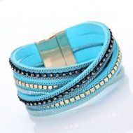 AutumnFall Women Bohemian Bracelet Woven Braided Handmade Wrap Cuff Magnetic Clasp (Gray) N21