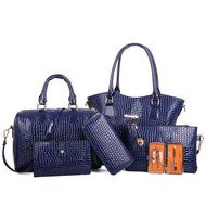 AutumnFall Womens 6 Pcs Shoulder Bags Top-Handle Handbag Tote Purse Set (Black) N7