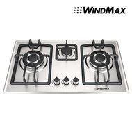 Windmax 28 In. Stainless Steel 3 Burner Built-In Stove NG Gas Cooktop Cooker