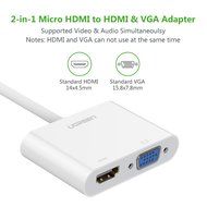 Ugreen Active Micro HDMI to HDMI VGA Video Converter Adapter with 3.5mm Audio Jack and Micro-USB Power for Ultrabooks... N4