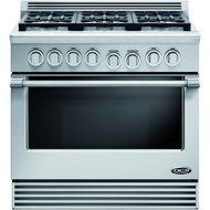 DCS RDV366L Professional 36" Stainless Steel Slide-In Dual Fuel Sealed Burner Range - Convection