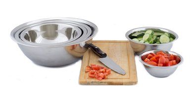 Winco Set of 6 Mixing Bowls, 0.75, 1.5, 3, 4, 5, and 8 Quart. Stainless Steel with Mirror Finish. (Set of 6)