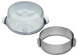 CHG 9856VF-07 3-Piece Cake Baking Set Cake Platter 30 cm Shatter-Proof Lid H 11 cm Cake Ring Fully Adjustable...