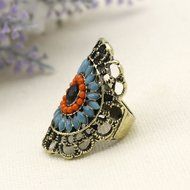 Festival Party Sz 6 Fashion Evil Eye Crystal Rings Multi-Gem Women Men Bohemia (6) N5