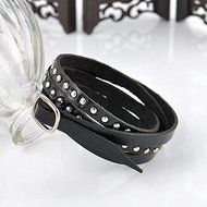 Unisex Womens Vogue Wrap Cuff Bangle Punk Multilayer Leather Rivet Stud Bracelet (white) N2