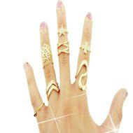 AutumnFall&reg; Fashion Women Clover Leaf Star Joint Knuckle Nail Ring Set of 7 Rings