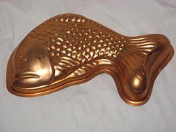 Vintage Coppertone Copper Tone FISH Aluminum 14 x 6 1/2 Inch Jell-o Mold / Caking Baking Pan