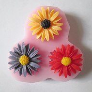 QINF Three Holes Sunflower Silicone Mold Fondant Molds Sugar Craft Tools Resin flowers Mould For Cakes