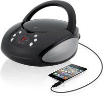 GPX, Inc. Portable Top-Loading CD Boombox with AM/FM Radio and 3.5mm Line In for MP3 Device - Black N2