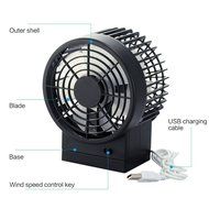 USB Mini Desktop Fan Double Blade Enlarged Version (blue) N15