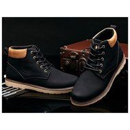 Yaheeda Men's High Top Casual PU Leather Lace-Up Work Shoes Martin boots N19