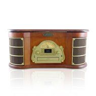 Pyle Bluetooth Turntable Record Player , Built-in CD &amp; Cassette Players, AM/FM Radio, Vinyl-to-MP3 Recording Brown... N7