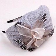 Spritech(TM) Women's Fascinator Headband Bowknot Feather Hard Yarn Hats LightGray N6
