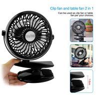 Welltop 5-inch Portable Clip Fan Rotatable Clamp Fans USB or Battery Powered Table Fan Rechargeable Desktop Fan... N25