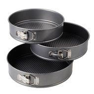 LEORX Nonstick Iron Cake Pan Set Baking Tray Springform Pan Pack of 3 (Grey) N3