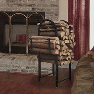 Black Powder Coated Metal Arch Design Indoor or Outdoor Firewood Log Rack w/ Kindling Holder - MyGift N3