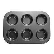 6 Holes Non-Stick Stainless Steel Muffin Cake Baking Pan Cookies Tray