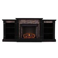 Southern Enterprises Gallatin Faux Stone Electric Fireplace in Black N3