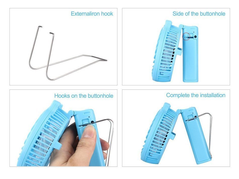 Portable Battery Fan USB Mini Personal Rechargeable Handheld Fan with Metal Clip, Foldable (Blue) N7