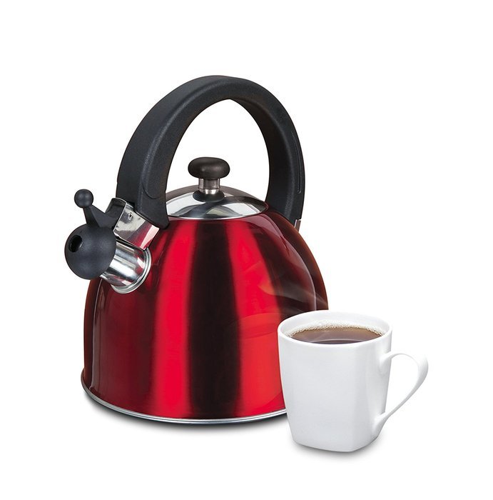 Mr Coffee Walston Stainless Steel Tea Kettle, 2 quart, Metallic Red N3