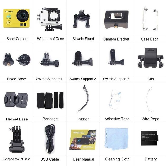 Andoer 2" Ultra-HD LCD 4K 25FPS 1080P 60FPS Wifi Cam FPV Video Output 16MP Action Camera 170&deg;Wide-Angle Lens with...