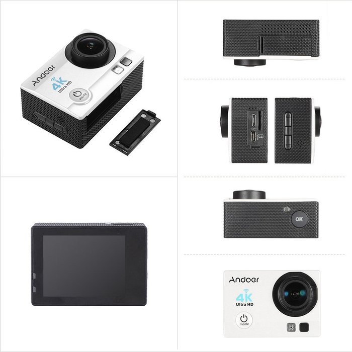 Andoer 2" Ultra-HD LCD 4K 25FPS 1080P 60FPS Wifi Cam FPV Video Output 16MP Action Camera 170&deg;Wide-Angle Lens with... N3