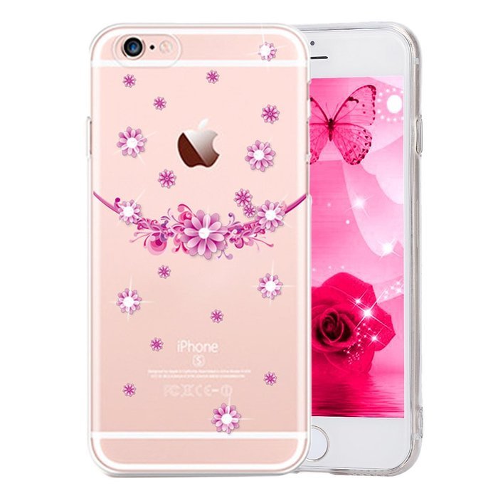 iPhone 6 Plus / 6S Plus Case,PHEZEN Beauty Butterfly Floral Flower Glitter Bling Crystal Rhinestone Diamond Clear... N7