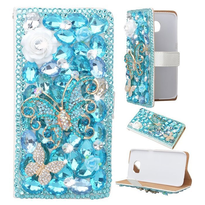 Spritech(TM) Bling Phone Case For Samsung Galaxy S6 Edge Plus,3D Handmade Colorful Crystal White Flower Accessary... N12