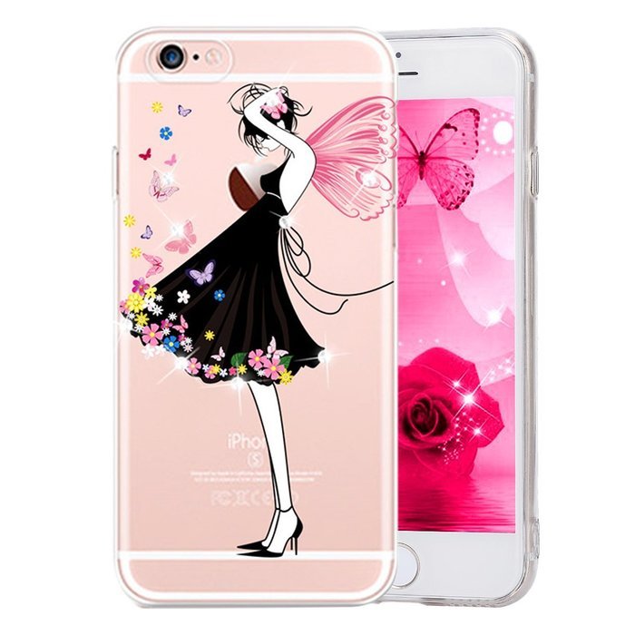 iPhone 6 Plus / 6S Plus Case,PHEZEN Beauty Butterfly Floral Flower Glitter Bling Crystal Rhinestone Diamond Clear... N10