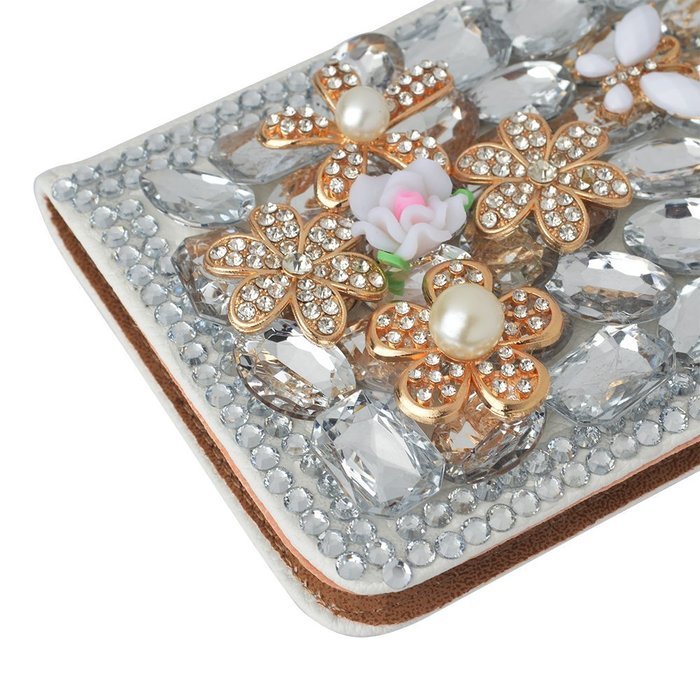 Spritech(TM) Bling Phone Case For Samsung Galaxy S6 Edge Plus,3D Handmade Colorful Crystal White Flower Accessary... N15