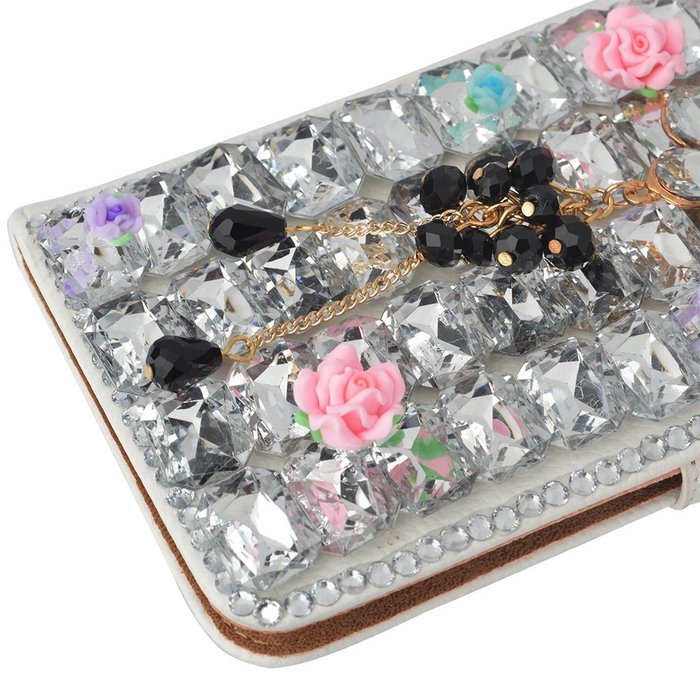 Spritech(TM) Bling Phone Case For Samsung Galaxy S6 Edge Plus,3D Handmade Colorful Crystal White Flower Accessary... N18