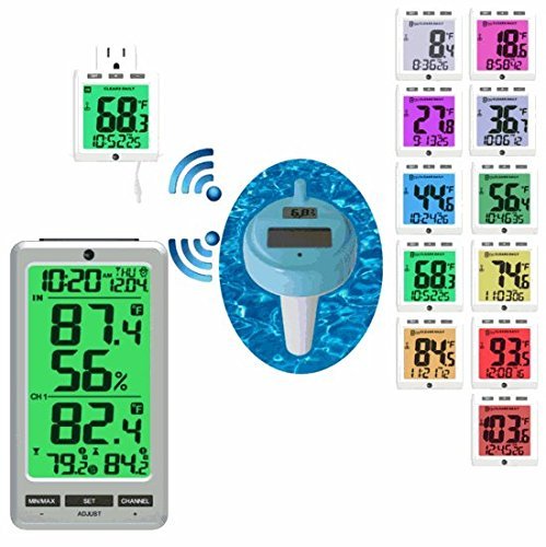 Ambient Weather WS-01T-F007PF-24C Wireless 8-Channel Floating Pool and Spa Thermometer with Color Changing Night... N3