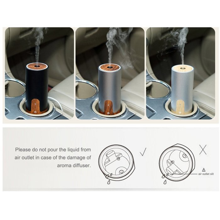 Tri-polar 50mlPortable Wood Grain Ultrasonic Mist Whisper-Quiet Vehicle-Mounted Aromatherapy Essential Oil Diffuser... N10