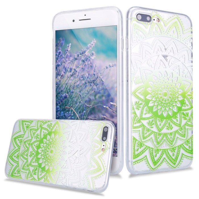 iPhone 7 Plus Case, PHEZEN Henna Mandala Floral Design [Scratch Resistant] Clear TPU Bumper Case Soft Rubber Gel... N38