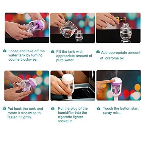 Mercu 12V Mini Car Air Humidifier Diffuser Essential Oil Ultrasonic Aroma Mist Purifier N5
