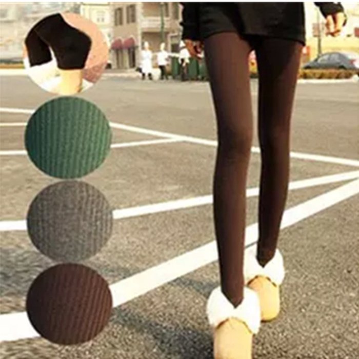 Spritech(TM) Women Girls Warm Cable Cotton Women Elastic Trample Feet Tights Stockings Leggings Brown N5
