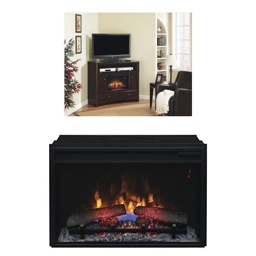 Complete Set Delray Dual Entertainment Mantel in Roasted Walnut with 26" Infrared Spectrafire Plus Insert with...