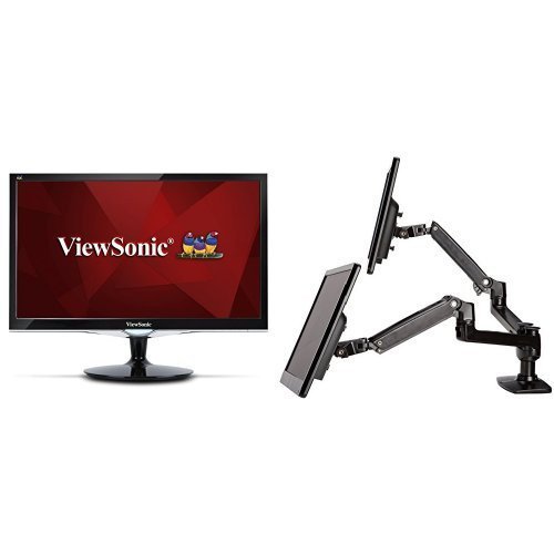 ViewSonic VX2452MH 24-Inch LED-Lit LCD Monitor (2-Pack) and AmazonBasics Dual Side-by-Side...