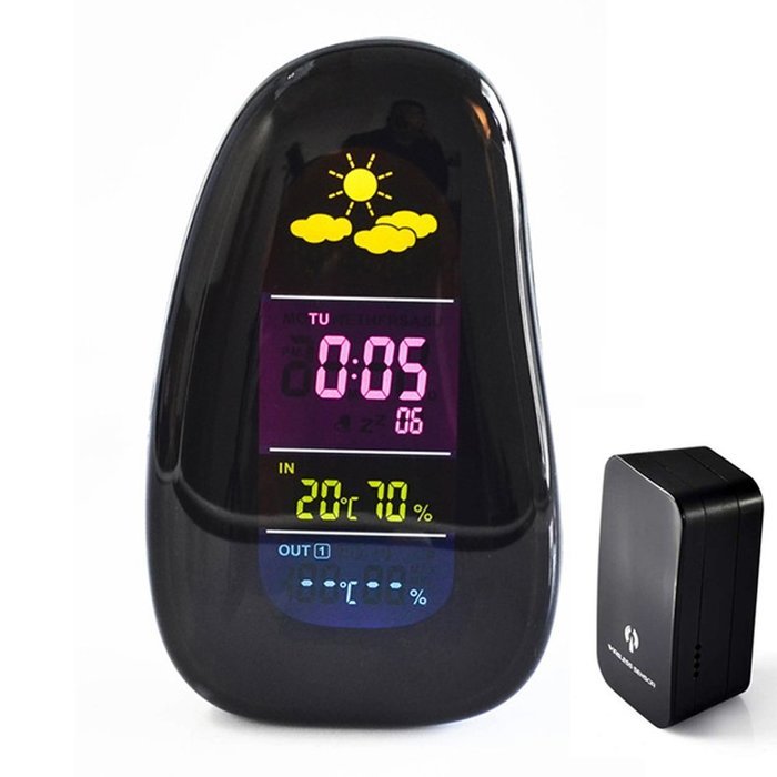 Wireless Weather Station - JVR H022 Cobblestone Color LED Wireless Weather Forecast Station with Remote Sensor... N3